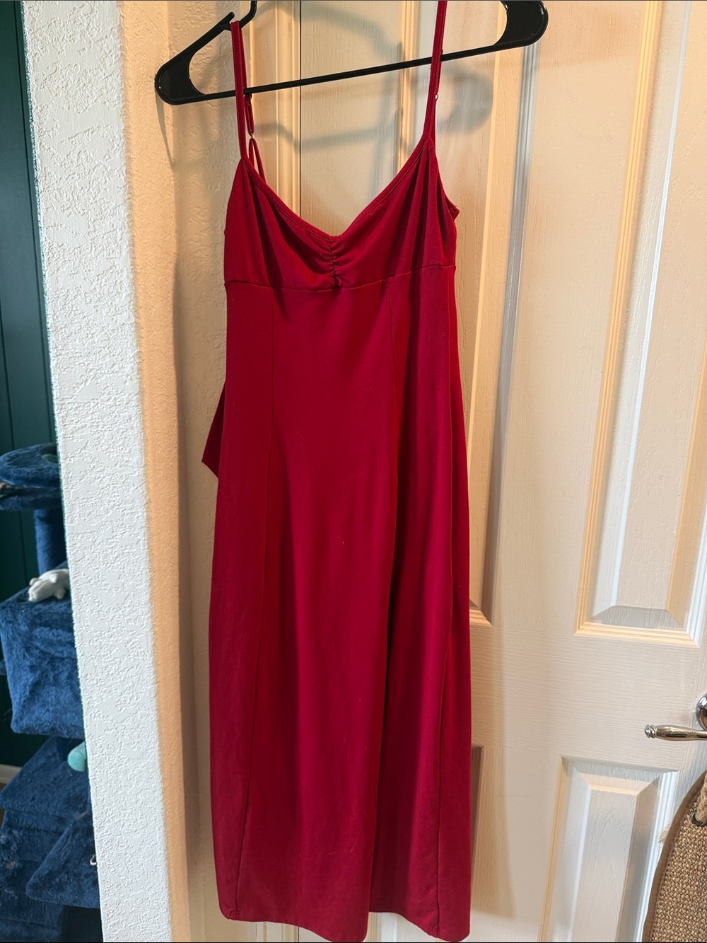 Urban Outfitters Red Ruched Spaghetti Strap Dress